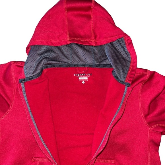 NIKE Red and Gray Therm-Fit Zip Up Hoodie | Size Large - Picture 2 of 3